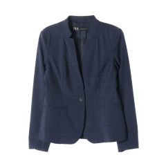未使用級 人気♡ ZARA パンツスーツ ネイビー チェック ノーカラー 未使用級 人気♡ ZARA パンツスーツ ネイビー チェック ノーカラー