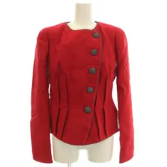 エンポリオアルマーニ EMPORIO ARMANI ノーカラージャケット シルク混 01 赤 レッド 1NG13T 1M104 /☆G
