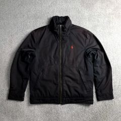 ラルフローレン ナイロンブルゾン XL 黒 裏地フリース ワンポイント 