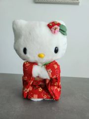 ハローキティ日本人形2002年 黒もみじ 陶器置物 希少品 サンリオ 欅