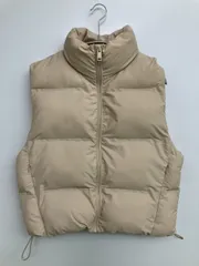 ZARA ザラ ダウンベスト USA XS ベージュ 無地 フードなし