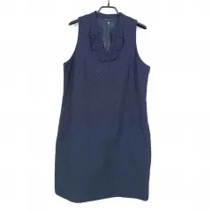 Tommy Hilfiger トミーヒルフィガー レディース ジャカード ネック スリット ノースリーブ ミニ ONE PIECE ネイビー (HU34269)
