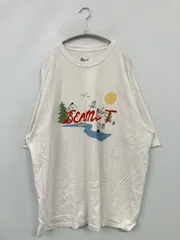 BEAMS T Tシャツ/カットソー XL ホワイト 前面プリント ミドル丈 半袖 クルーネック(丸首)