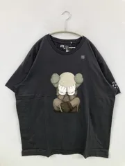 UNIQLO ユニクロ Tシャツ/カットソー XXL ブラック 前面プリント ワンポイント ブランドロゴ ミドル丈 半袖 クルーネック(丸首)