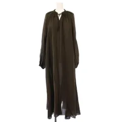 1er Arrondissement プルミエ アロンディスモン レーヨンナイロンギャザーワンピース マキシ ロング 長袖 シアー シースルー 36 カーキ B1032AFA003 /BB