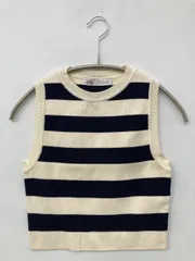 ZARA ザラ ベスト USA M アイボリー ボーダー柄