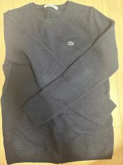 LACOSTE ダークグレー クルーネックセーター US M - メルカリ