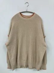 LOWRYS FARM ローリーズファーム ニット/セーター F ベージュ コットン ウール・ニット 無地 刺繍 ミドル丈 長袖 クルーネック(丸首)