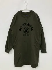 GAP ギャップ ワンピース XS カーキ コットン 裏起毛 前面プリント ブランドロゴ 長袖 ショート・ミニ丈 タイト