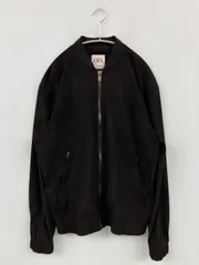 ZARA ザラ ブルゾン M ブラック スエード 無地 ミドル丈 フードなし ジップアップ