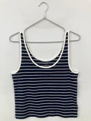 GAP ギャップ タンクトップ L ネイビー ボーダー柄 カップなし