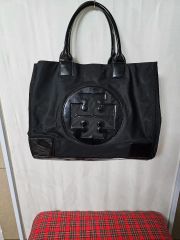 美品】トリーバーチ ハンドバッグ レザー キャンバス ネイビー A4可