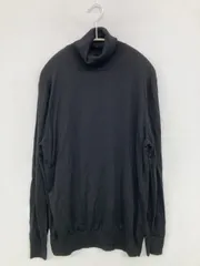 UNIQLO ユニクロ ニット/セーター XL ブラック ウール・ニット 無地 ミドル丈 長袖 タートルネック/ハイネック