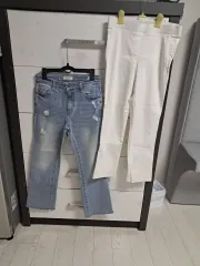 春 秋 デニム ズボン コットン パンツ バンディング 二つとも