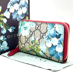 【色を連れて歩く】　GUCCI　コインケース GGスプリーム ブルームス 花柄 コンパクトウォレット　青