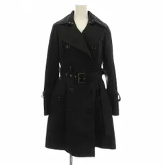 バーバリーブルーレーベル BURBERRY BLUE LABEL トレンチコート ミドル丈 ダブルブレスト 38 黒 /KH