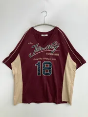 gleam グリーム Tシャツ/カットソー F レッド 前面プリント ブランドロゴ ショート丈 半袖 Vネック