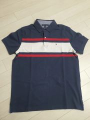 20900新品フェリージゴルフ メンズ ストライプ半袖ポロシャツ ネイビー