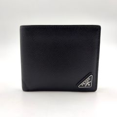 PRADA プラダ トライアングル 二つ折り財布 レザー ダークネイビー 黒
