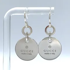 GUCCI サークル プレート ドロップタイプ AG925 シルバー ピアス