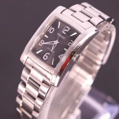 【稼働品】SEIKO エクセリーヌ　黒文字盤　ダイヤシールドケース　電池交換済