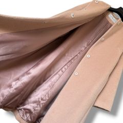 美品 ADORE ノーカラーシャギーロングコート アルパカ ウール ブラウン 