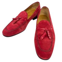 美品 POLPETTA スエードレザー タッセルローファー スリッポン 40 