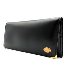 dunhill ダンヒル 長財布 ブラック レザー ゴールド金具 薄型 メンズ