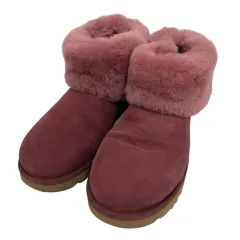 アグ UGG ショートブーツ ムートンブーツ 無地 ファー 紫 パープル