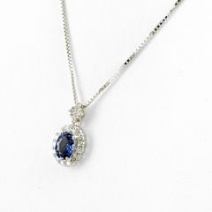 ネックレス サファイア ジルコン 三菱マテリアル製 シルバー 925刻印 