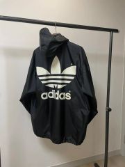 新品 アディダス デサント製 レインポンチョ 黒 トレフォイル L 