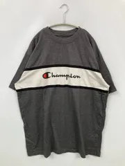 Champion チャンピオン Tシャツ/カットソー 2XL グレー 前面プリント ブランドロゴ ミドル丈 半袖 クルーネック(丸首)