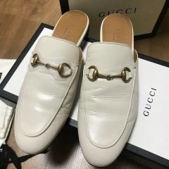 GUCCI グッチ ホースビット パンチング 厚底 ミュール 白 Size7 - メルカリ