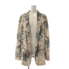 ザラ ベーシック ZARA BASIC ジャケット S ベージュ マルチカラー 花柄 オープンフロント 長袖 /AU