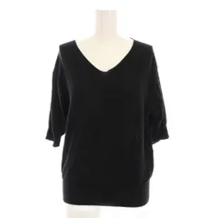 グリーンレーベルリラクシング ユナイテッドアローズ green label relaxing ニット カットソー Vネック 半袖 黒 /YM ■MA