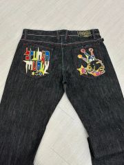 90s ブラック バギー デニム ペインター ジップ レイバー Bboy 刺繍 