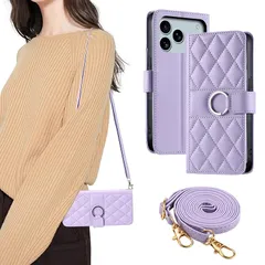 【新品】 【iffeenny】 ～との互換性あり ケース iPhone 17 Pro Max 手帳型 携帯カバー スマホケース カバー ショルダー 耐衝撃 マグネット開閉 斜めストラップ付き カード収納 スタンド機能 パープル 1