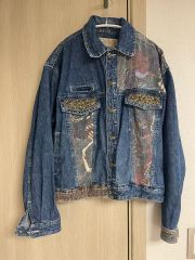 Re plus リメイク 一点物 デニムジャケット Lee レオパード チェック 