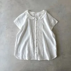 美品 / CHILD WOMAN チャイルドウーマン / 半袖 コットンリネン ピンタック ブラウス / レディース F フリーサイズ / オフホワイト / トップスのサムネイル