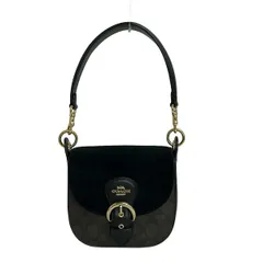 COACH(コーチ) ハンドバッグ美品  - C7966 黒×ダークブラウン シグネチャー