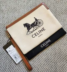 Celine セリーヌ 麻 チャーム ストラップ クラッチバッグ