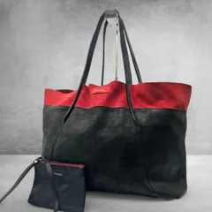 00s DIESEL Suede Tote Bag Black Red ディーゼル DIESEL トートバッグ スエード レザー バイカラー ブラック レッド 00s Y2K アーカイブ 大容量 A4収納 メンズ レディース ポーチ付き ヴィンテージ 2765