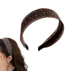 カチューシャ 幅広 ラインストーン ビジュー レディース ヘアバンド 痛くない ヘアアクセサリー 無地 デイリー ヘアバンド 痛くなりにくい 大人 ヘアアクセ 可愛い かわいい ヘアアレンジ 髪飾り おしゃれ 結婚式 韓国風 ( [コーヒー] [フリーサイズ]