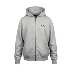 (XL) A.P.C. アーペーセー ロゴプリンティング フードジップアップ メランジュグレーのサムネイル