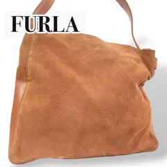 希少 FURLA スエード ホーボーバッグ オレンジブラウン　イタリア製 ヌバック調　y2k
