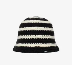 STUSSY スワール ニット バケットハット ブラック