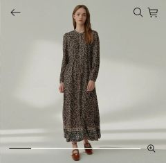 美品 アナイ タペストリープリントラッフル ワンピース 茶色 36 - メルカリ