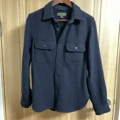 Nigel Cabourn(ナイジェル ケーボン) ウールシャツ ブラック 矢じりボタン ワークシャツのサムネイル