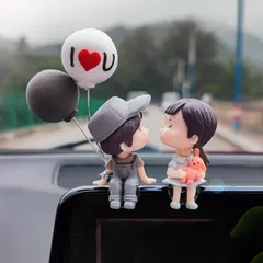 車用品 車内 アクセサリー カー用品 かわいい カップル 風船 樹脂 バースデー 自動車の小物 (グレーの風船)