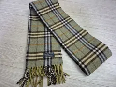 英国 BURBERRY バーバリー マフラー 正規品 ラムウール 厚手 カーキグリーン